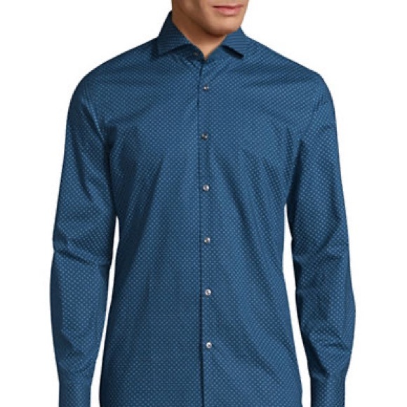 Hugo C-Jason Printed Long Sleeve Shirt-BLUE-EU 39/US 15.5